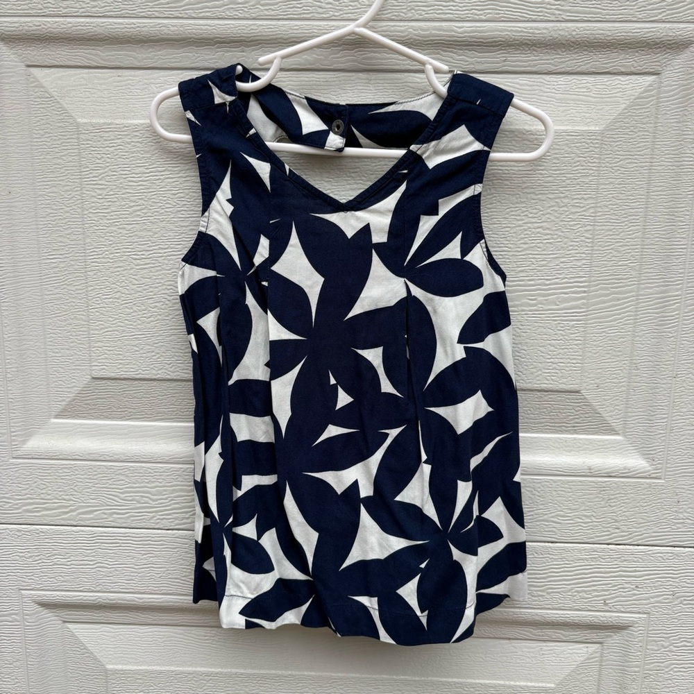 3T Navy & White Floral Print Sleeveless Top